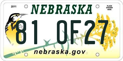 NE license plate 81OF27
