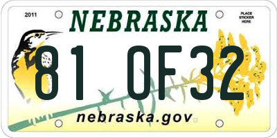 NE license plate 81OF32
