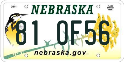 NE license plate 81OF56