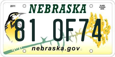 NE license plate 81OF74