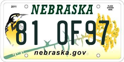NE license plate 81OF97