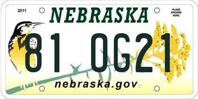 NE license plate 81OG21