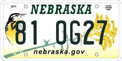 NE license plate 81OG27