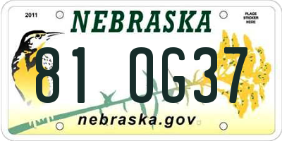 NE license plate 81OG37