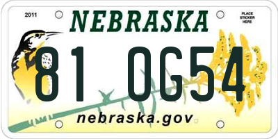 NE license plate 81OG54
