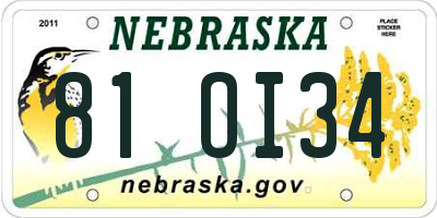 NE license plate 81OI34