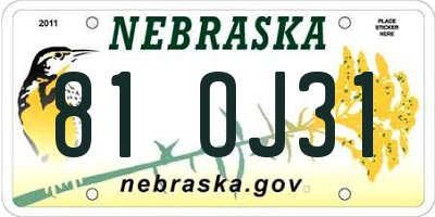 NE license plate 81OJ31