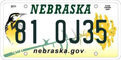 NE license plate 81OJ35