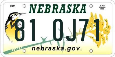 NE license plate 81OJ71