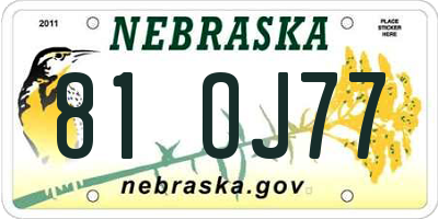 NE license plate 81OJ77