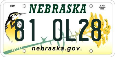 NE license plate 81OL28