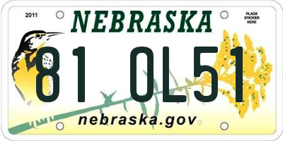 NE license plate 81OL51