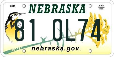NE license plate 81OL74