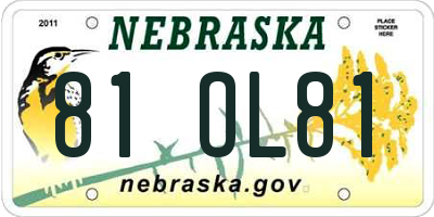 NE license plate 81OL81