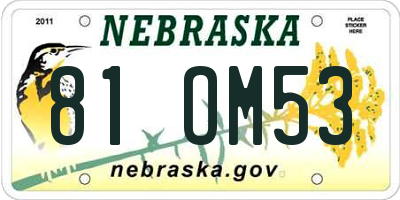 NE license plate 81OM53