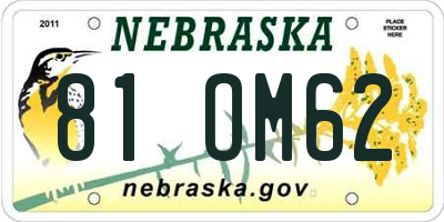 NE license plate 81OM62
