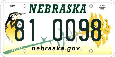 NE license plate 81OO98
