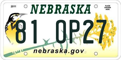 NE license plate 81OP27