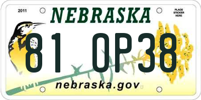 NE license plate 81OP38