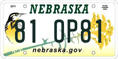 NE license plate 81OP81