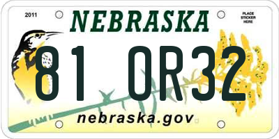 NE license plate 81OR32