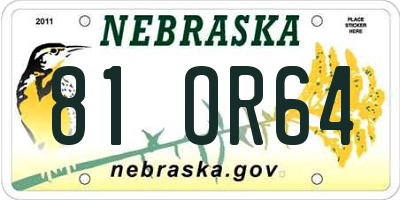 NE license plate 81OR64