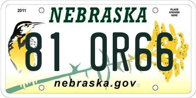 NE license plate 81OR66