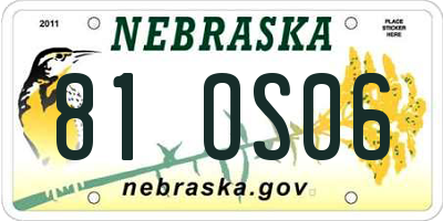 NE license plate 81OS06