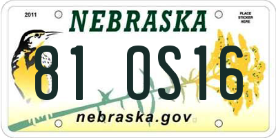 NE license plate 81OS16