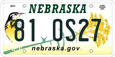 NE license plate 81OS27