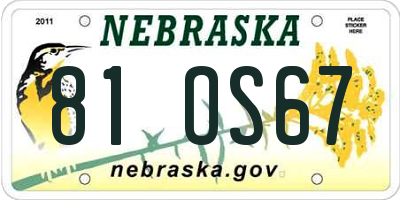 NE license plate 81OS67
