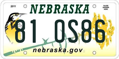 NE license plate 81OS86
