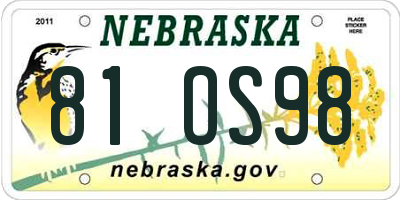 NE license plate 81OS98
