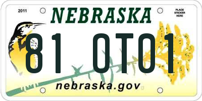 NE license plate 81OT01