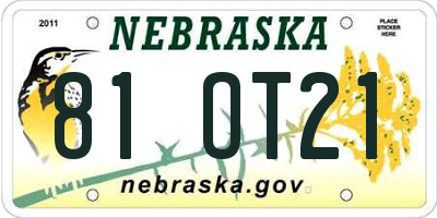 NE license plate 81OT21
