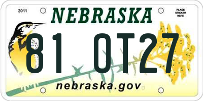 NE license plate 81OT27