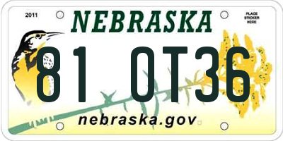 NE license plate 81OT36