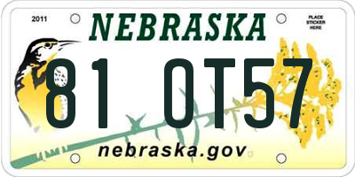 NE license plate 81OT57