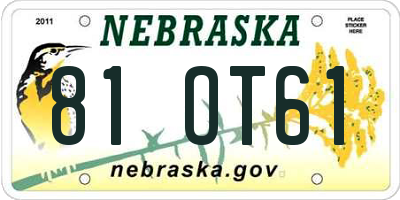 NE license plate 81OT61