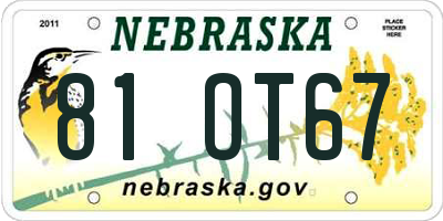 NE license plate 81OT67