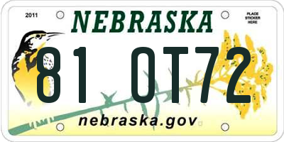 NE license plate 81OT72