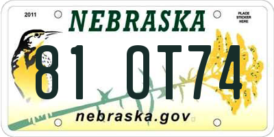 NE license plate 81OT74