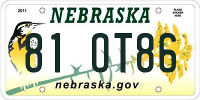 NE license plate 81OT86