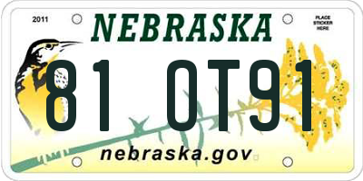 NE license plate 81OT91