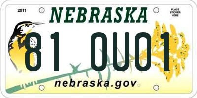NE license plate 81OU01