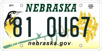NE license plate 81OU67