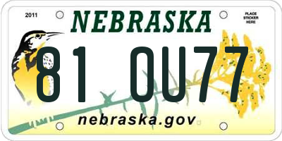 NE license plate 81OU77