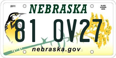 NE license plate 81OV27