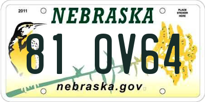 NE license plate 81OV64