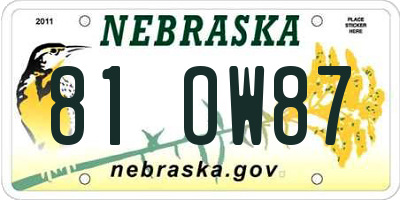 NE license plate 81OW87